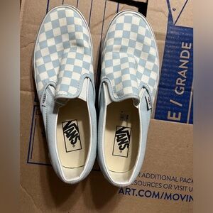 Vans Blue and White Checkered Slip-On Shoes